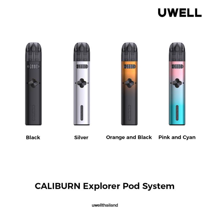 UWELL CALIBURN EXPLORER ชุดอุปกรณ์ (ระบบพ็อด) VPTB166 สีส้ม/สีดำ - UWELL Best Vape