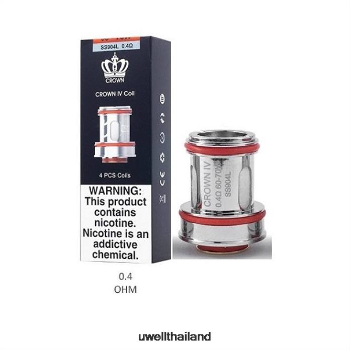 UWELL CROWN 4 เปลี่ยนคอยล์ (4 แพ็ก) VPTB183 คอยล์คู่ 0.4 โอห์ม - UWELL ราคา