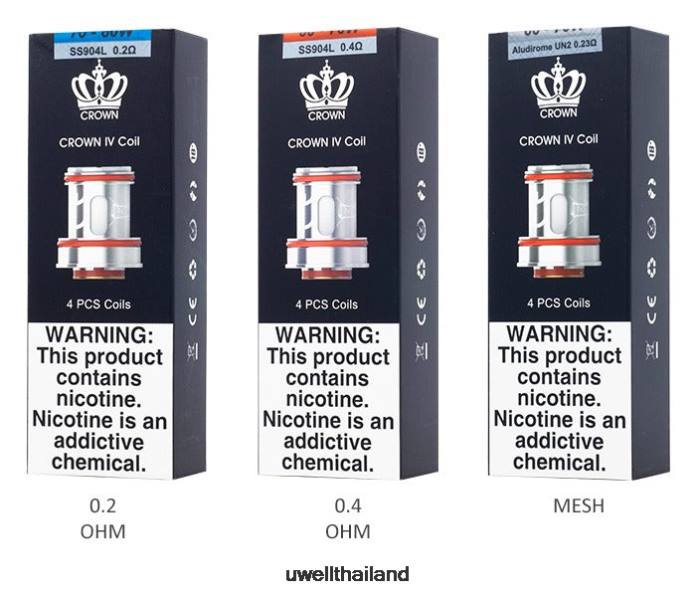 UWELL CROWN 4 เปลี่ยนคอยล์ (4 แพ็ก) VPTB184 un2 ดูอัลเมช 0.23 โอห์ม - UWELL Disposable Vape